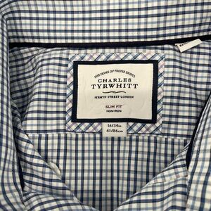 Charles Tyrwhitt Navy and White Check Men’s Dress Shirt size 16/34